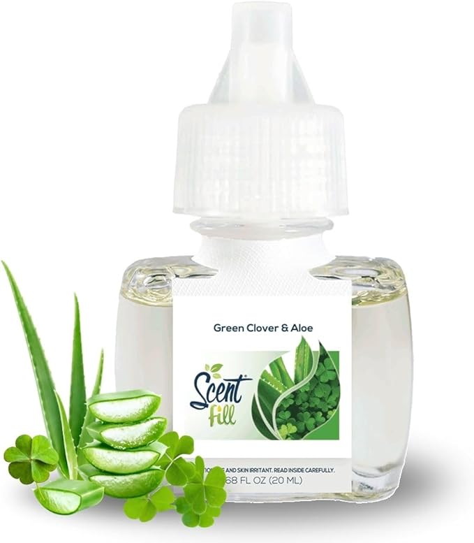 Scent Fill Green Clover & Aloe Plug in Air Freshener, Scented Oil Refills, 2 Refills + Diffuser