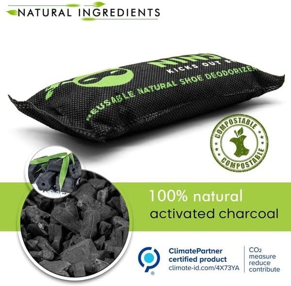 Charcoal Shoe Deodorizer Inserts - Shoe Odor Eliminator - Activated Charcoal Shoe Deodorizer Bags to Absorb Shoe Smell - Pack of 8 Shoe Smell Eliminator with Nail Clippers
