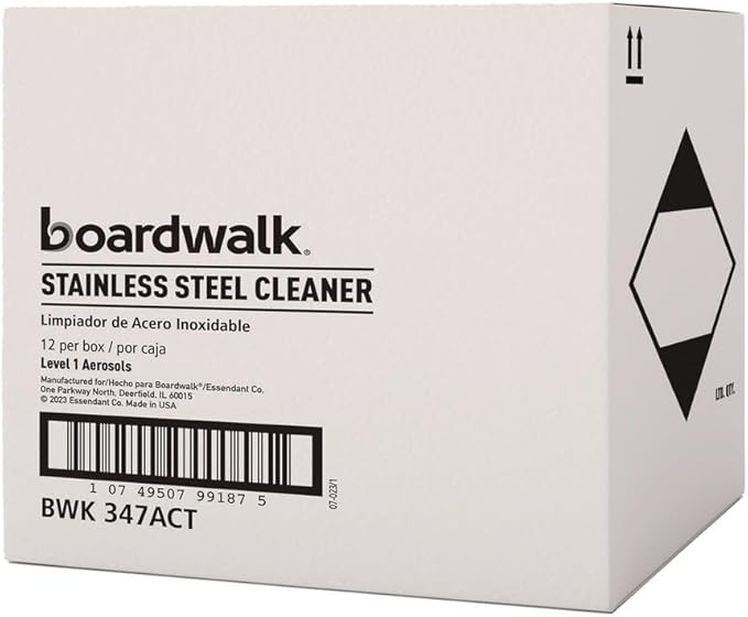 Boardwalk 347ACT Stainless Steel Cleaner & Polish, Lemon, 18oz Aerosol (Case of 12)
