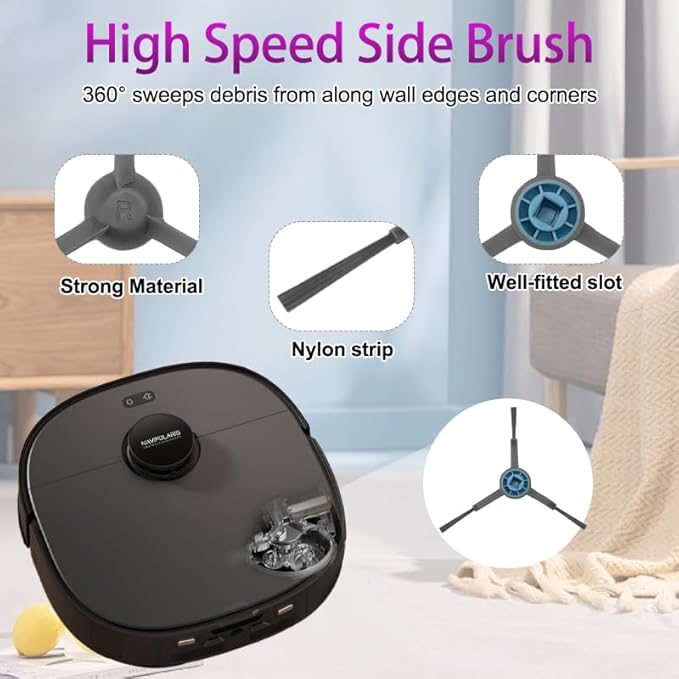 J15 Pro Ultra Replacement Parts Accessories Compatible with Eureka J15 Ultra Robot Vacuum Cleaner, Including 1 Main Brush, 4 Hepa Filters, 4 Mop Pads, 4 Dust Bag, 4 Side Brushes