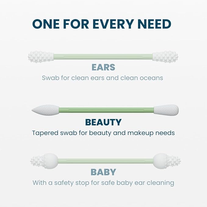 Reusable Cotton Swabs for Gentle and Eco-Friendly Beauty Routines - The Sustainable Alternative to Single-Use Q Tips - Zero Waste and Easy to Clean - Comes with a Convenient Travel Case Holder