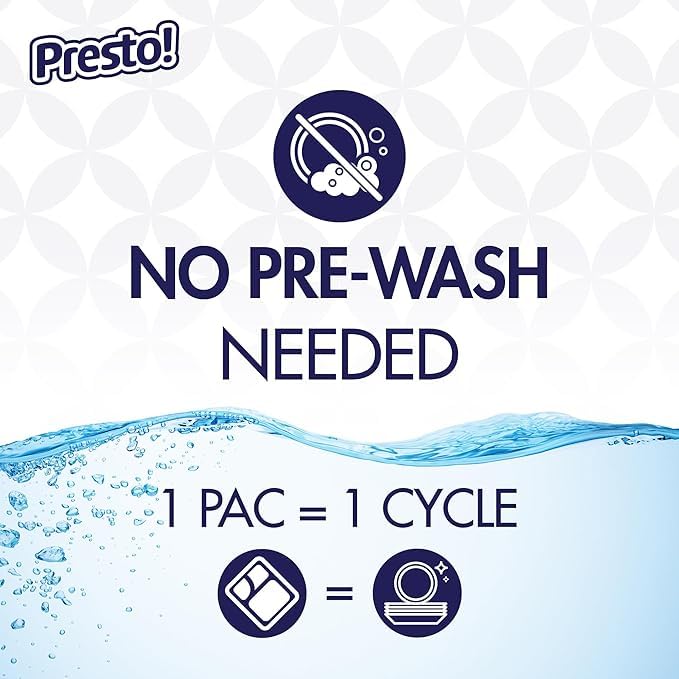 Amazon Brand - Presto! Triple Action Dishwasher Pacs, Fresh Scent, 90 Count
