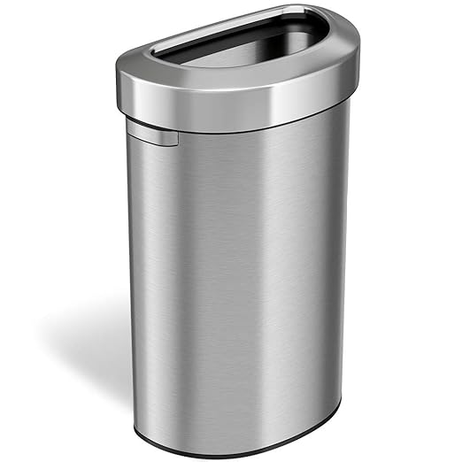 iTouchless 87 Liter, Slim and Space-Saving Design for Home, Office, Kitchen, Restaurant, Restroom, Large Capacity, 23 Gal Trash Cans with AbsorbX Odor Filter, Stainless Steel, Semi-Round 23 Gallon