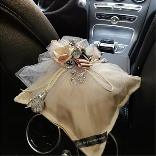 Car Accessories - Swan-Shaped Bamboo Charcoal Air Purifying Bag | Natural Charcoal&Aromatic Design | Elegant & Creative Floral Scent Sachet |Odor-Eliminating, Non-Toxic (Beige 7 * 7inch)