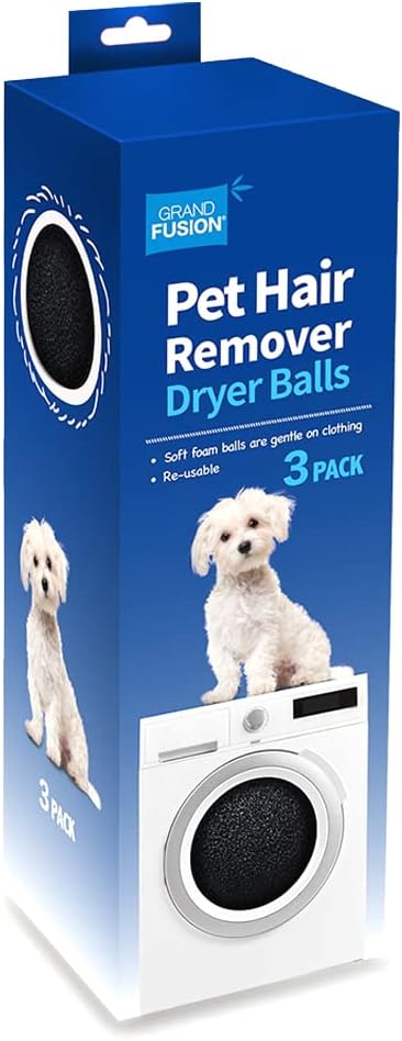 Grand Fusion Pet Hair Remover Dryer Balls, Dog and Cat Hair Remover, Lint Remover, Rid Clothes and Laundry of Lost Hair, Pack of 3