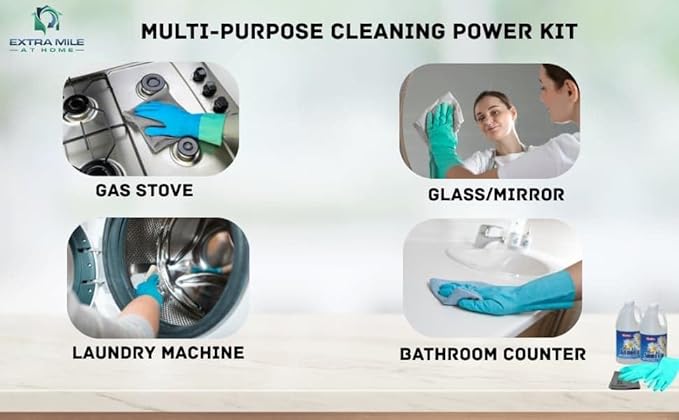 Clear Ammonia Cleaning Kit – 2 x 64oz Bottles with Gloves, Microfiber Cloth & Usage Guide – Odor Neutralizer, Degreaser & Laundry Booster