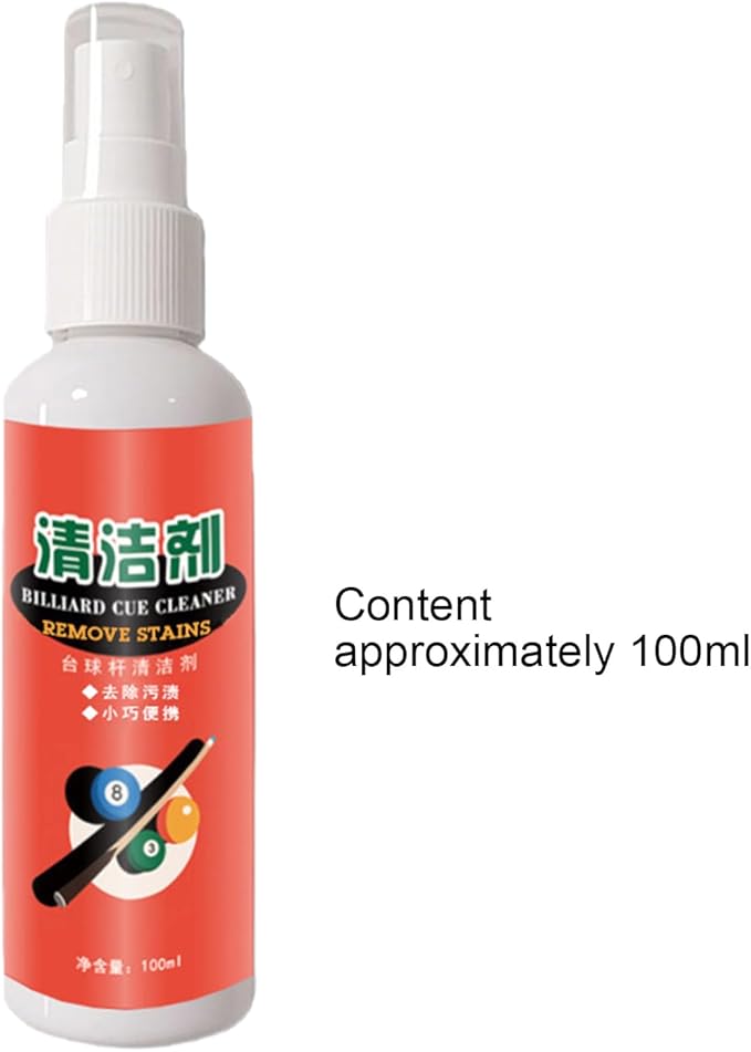 Billiard Cue Cleaner - 100ml Cleaning Stain Remover | Portable Pool Cue Cleaner for Billiards - for Players Enthusiasts Beginners Home Club Daily Travel Party