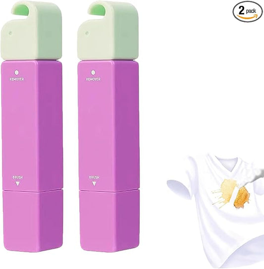 Portable Instant Stain Remover Pen,3-Second Stain Remover Pen for Clothes,Water Free Clean,Double Head Instant Treater Sticks With Lanyard,Travel & Pocket-Sized (2, Purple)