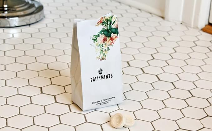 Potty Mints Dissolvable Air Freshener Toilet Tablets | Jasmine and Honeysuckle| Long-Lasting, Non-Toxic | Made in The USA | Discreet Packaging, Septic Safe | Travel Friendly (20 Bag)