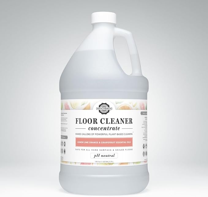 Rustic Strength Floor Cleaner Concentrate, Plant-Based, Lemon Lime Orange and Grapefruit Essential Oils, pH Neutral, 16 fl oz
