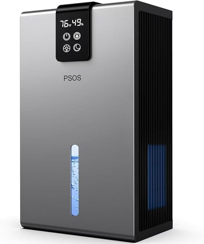 Dehumidifier, Dehumidifiers for Home, 98 OZ Water Tank, (1000 sq.ft) Quiet Dehumidifier for Basement Bedroom Bathroom with Humidity Display, Auto Shut Off, Relaxing 7 Color Ambient Light(Gray)