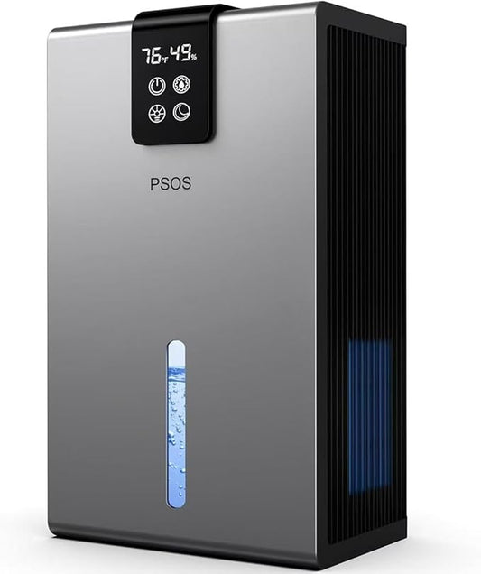 Dehumidifier, Dehumidifiers for Home, 98 OZ Water Tank, (1000 sq.ft) Quiet Dehumidifier for Basement Bedroom Bathroom with Humidity Display, Auto Shut Off, Relaxing 7 Color Ambient Light(Gray)