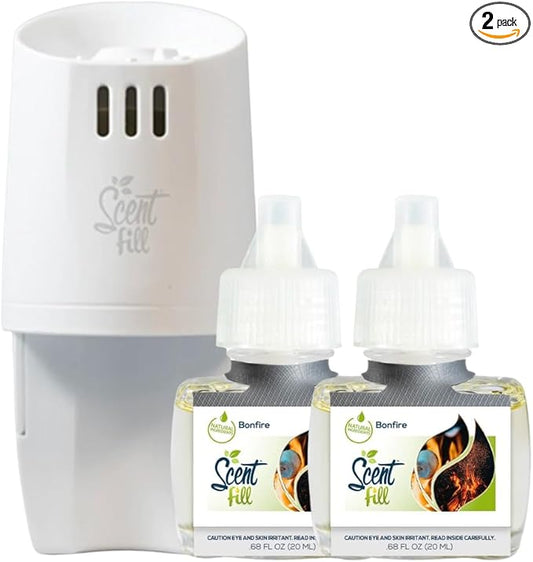 Scent Fill Bonfire Plug in Air Freshener Starter Kit, 2 Refills + Diffuser