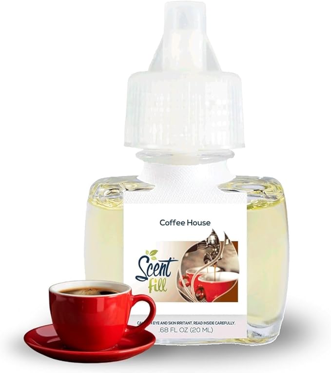 Scent Fill Coffee House Plug in Air Freshener, Scented Oil Refills, 2 Refills + Diffuser
