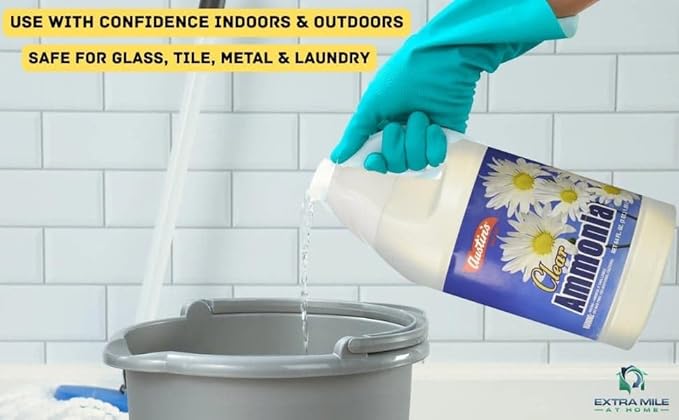Clear Ammonia Cleaning Kit – 2 x 64oz Bottles with Gloves, Microfiber Cloth & Usage Guide – Odor Neutralizer, Degreaser & Laundry Booster