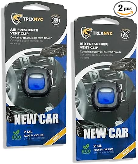 Car Air Fresheners Vent Clips, Essential Odor Eliminator, Perfect Scented Accessories, Long Lasting Fragrance up to 30 Days, 0.07 FL.OZ (New Car, 2 Packs)