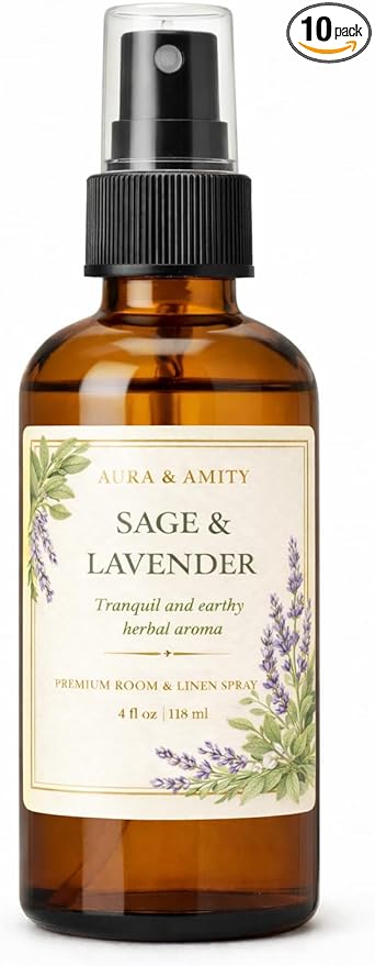 Aura & Amity Premium Room & Linen Spray – Handmade Luxury Fabric & Home Fragrance Mist, Long-Lasting, Made in USA (Sage & Lavender)