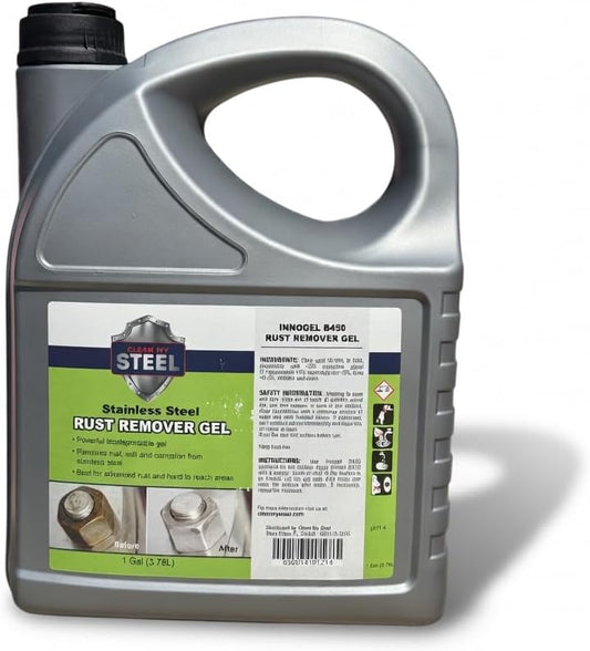 Heavy-Duty Rust Stain Remover for Industrial Use on Metal Surfaces Including Stainless Steel. Our Cleaner and Stainless Steel Rust Remover Gel Needs No Scrubbing, Simply Apply and Rinse off - 5L
