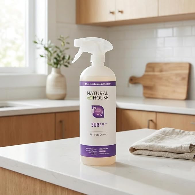 Natural House Surfy - Probiotic All-Purpose Cleaner Spray - Multi-Surface Formula - Plant-Based - Lavender Sage Scent - 128 oz