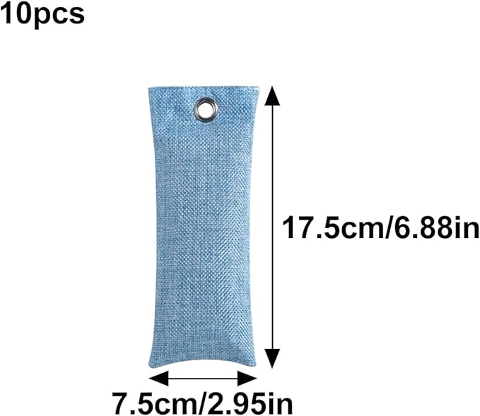 10PCS Activated Bamboo Charcoal Air Purifying Bag, Air Freshener Bag Moisture Absorber for Refrigerator Home Car, Blue