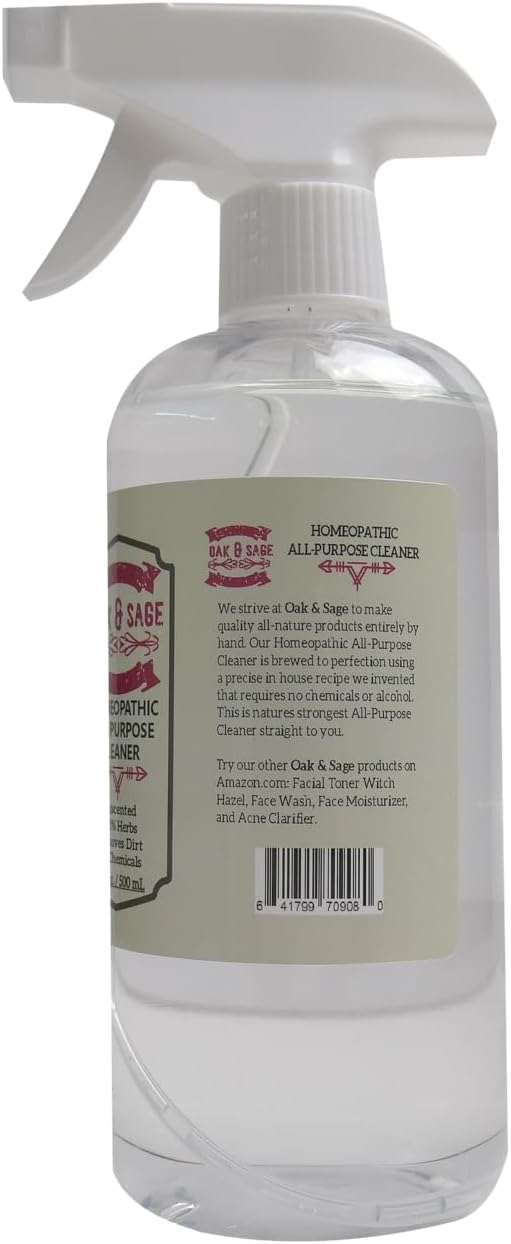 Oak & Sage Homeopathic All-Purpose Cleaner - Unscented - 16oz, 100% Herbs, No Alcohol, No Chemicals