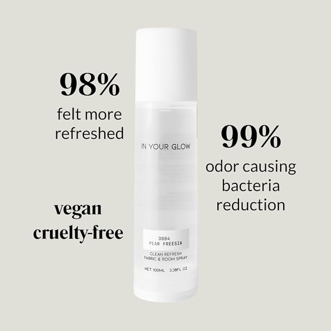 In Your Glow Fabric & Room Mist Spray– Long-Lasting Clean Scent, Unisex Luxury Fragrance & Odor Eliminator, 100ml- D004 PEAR FREESIA
