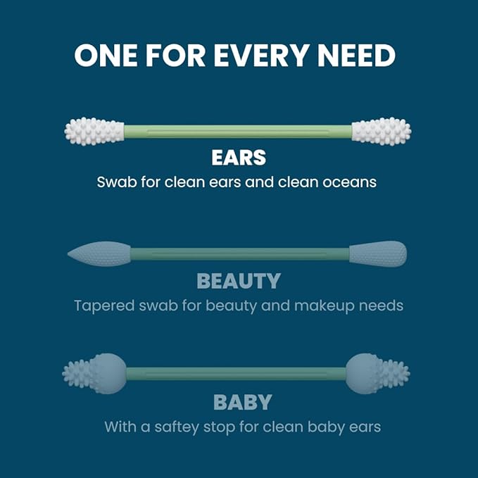 LastSwab Reusable Cotton Swabs for Ear Cleaning - Green