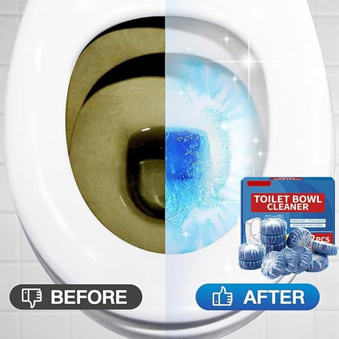 Toilet Cleaning Tablets | Fast-Dissolving, Long-Lasting Freshness | 12/24 Count | Safe for All Toilets, Septic Tanks & Pipes (12)