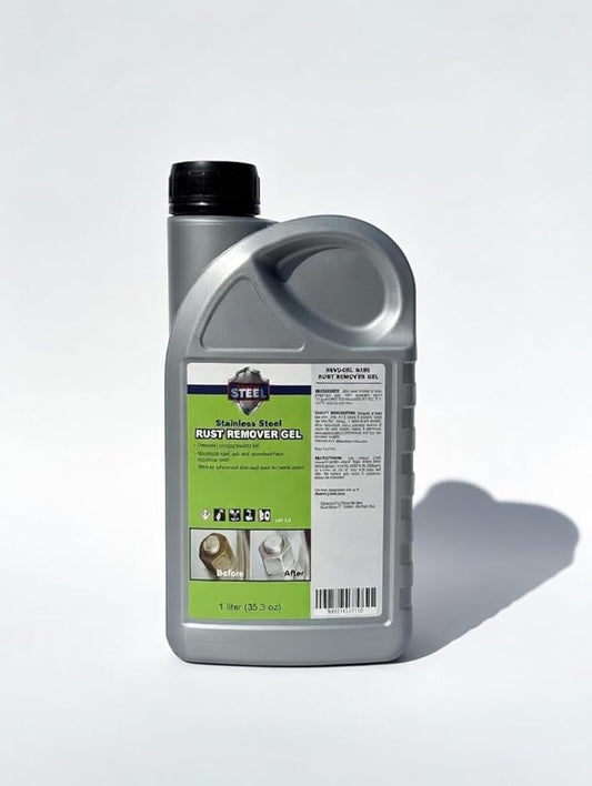 Heavy-Duty Rust Stain Remover for Industrial Use on Stainless Steel, Cleaner and Rust Remover Gel Needs No Scrubbing, Simply Apply and Rinse - 1L