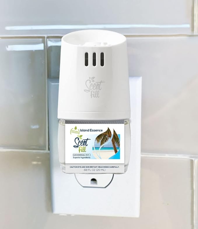 Scent Fill Island Essence Plug in Air Freshener Starter Kit, 4 Refills + Diffuser