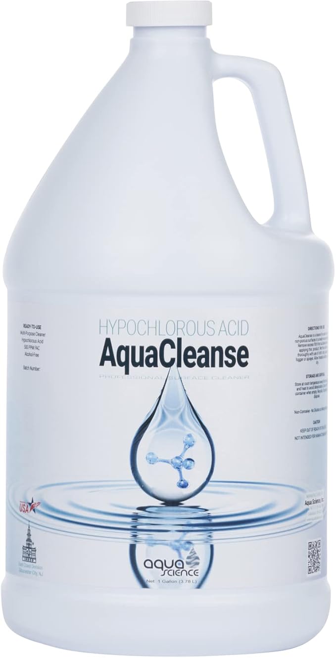 AquaCleanse Hypochlorous Acid 500PPM All-Purpose Cleaner Spray (1 Gallon) – 3X Stronger Than Standard HOCL – Pet & Family Safe, Non-Toxic Surface Cleaner & Odor Remover - No Harsh Chemicals – USA Made