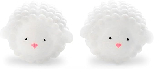 Kikkerland Set of Two Reusable Dryer Buddies for Laundry ??Fabric Softener Dryer Balls ??Control Static, Remove Wrinkles, Dry Clothes Faster, Lambs