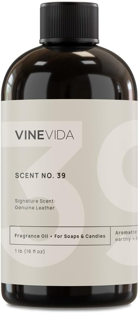 VINEVIDA [16oz] Genuine Leather Fragrance Oil for Soap Making Scents for Candle Making, Perfume Oils, Soy Candles, Masculine Home Scent Diffusers, Car Freshies, Cologne for Men, Massage Oils