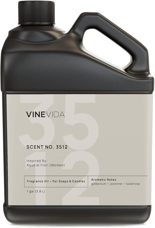 VINEVIDA Scent NO. 3512 Fragrance Oil - 1 Gallon (8lbs) - Inspired by: Aqua di Fiori (Women) Fragrance Oil for Candle Making - Made in USA Candle Scents Scents for Soap Making