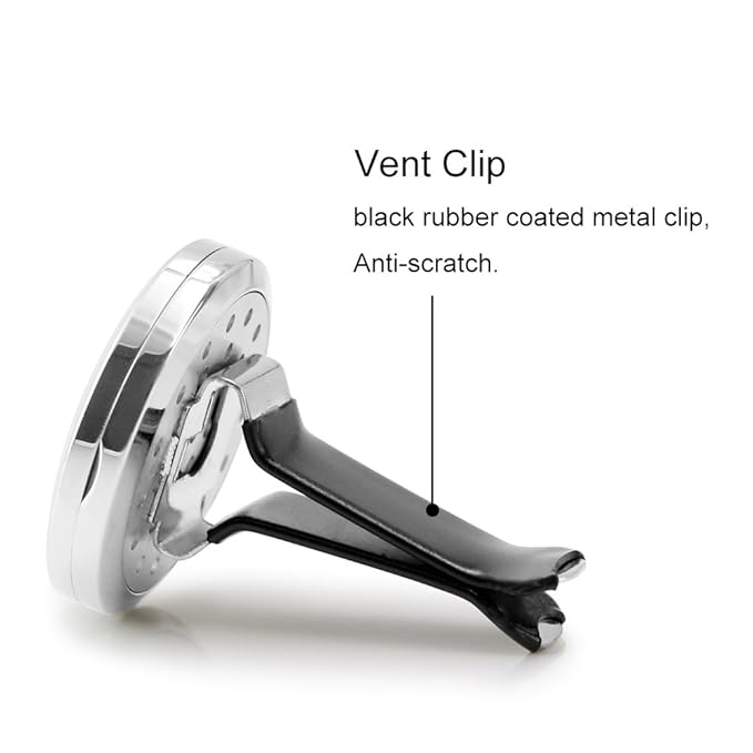 Car Air Freshener, 2PCS 30mm Car Aromatherapy Essential Oil Diffuser Stainless Steel Cars Diffuser with Vent Clip 12 Felt Pads