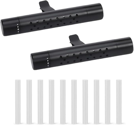 2PCS Car Diffuser Vent Clip, Vehicle Essential Oil Scents Set with 10 Unscented Refill Sticks, Automotive Vent Air Freshener Decoration Accessories, Universal for SUV, Sedan, Truck (Black)