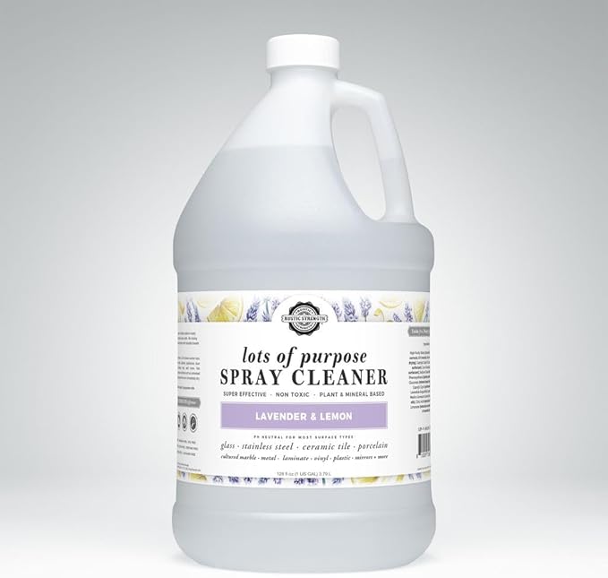 Rustic Strength Lots of Purpose Spray Cleaner with Lavender and Lemon Essential Oils, Non-Toxic Plant Based Multi-Surface, Gallon Plastic