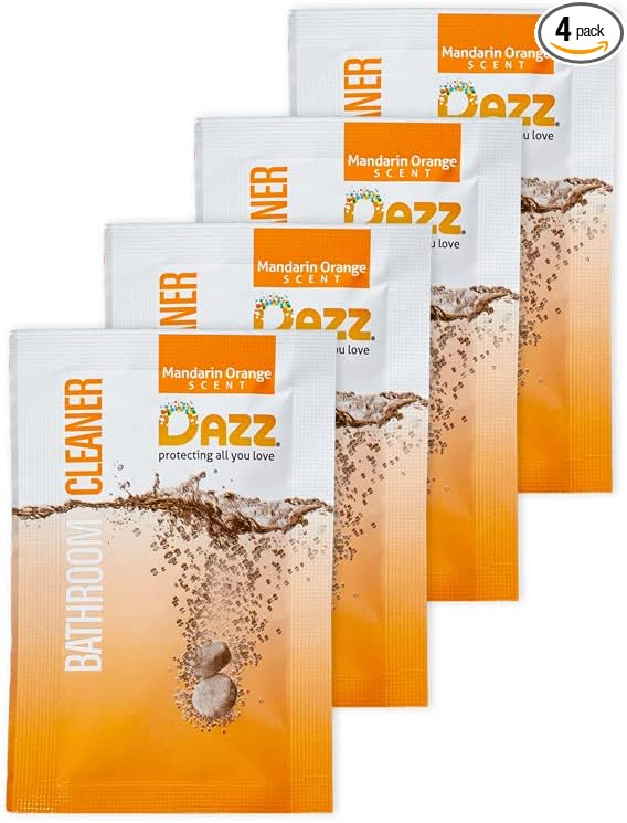 DAZZ Bathroom Cleaner Refill Pack (Makes 4 Bottles) for Tile, Tub Shower, Countertop and Bathroom Surfaces - All Natural, Eco Friendly, Non Toxic - Safe for Kids & Pets