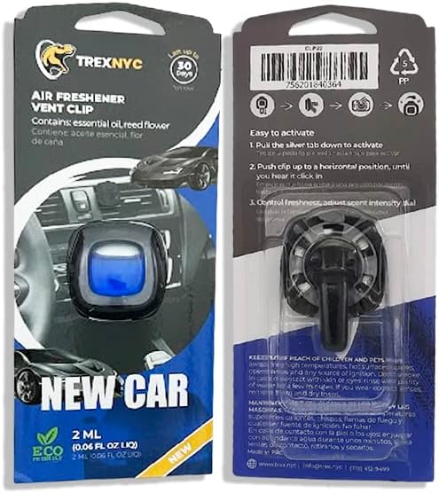 Car Air Fresheners Vent Clips, Essential Odor Eliminator, Perfect Scented Accessories, Long Lasting Fragrance Up to 30 Days, 0.07 FL.OZ (New Car, 1 Pack)