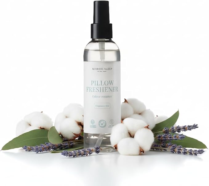 Nordic Sleep by Fossflakes, Pillow Freshener Scent-Free 190 ml – Probiotic Odor Eliminator Spray, Hypoallergenic & Fragrance-Free, Long-Lasting Freshness for Pillows & Bedding