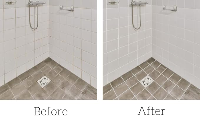 Kit - The Professional's Choice - Color and Seal Grout - Prevents Stains and Creates Easy to Clean Grout - 8oz Bottle, Wheel applicator, Brush applicator, and Scrub pad (Light Grey)