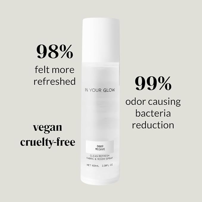 In Your Glow Fabric & Room Mist Spray– Long-Lasting Clean Scent, Unisex Luxury Fragrance & Odor Eliminator, 100ml- D009 MOJAVE