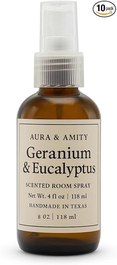 Aura & Amity Premium Room & Linen Spray – Handmade Luxury Fabric & Home Fragrance Mist, Long-Lasting & Eco-Friendly (Geranium & Eucalyptus)