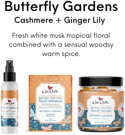 Fizzing Toilet Bombs – Butterfly Gardens | Natural Bathroom Deodorizer | Odor Eliminator Tablets For Freshness & Cleanliness | Eco-Friendly Septic Safe Tablets | 60 Count |