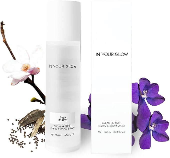 In Your Glow Fabric & Room Mist Spray– Long-Lasting Clean Scent, Unisex Luxury Fragrance & Odor Eliminator, 100ml- D009 MOJAVE
