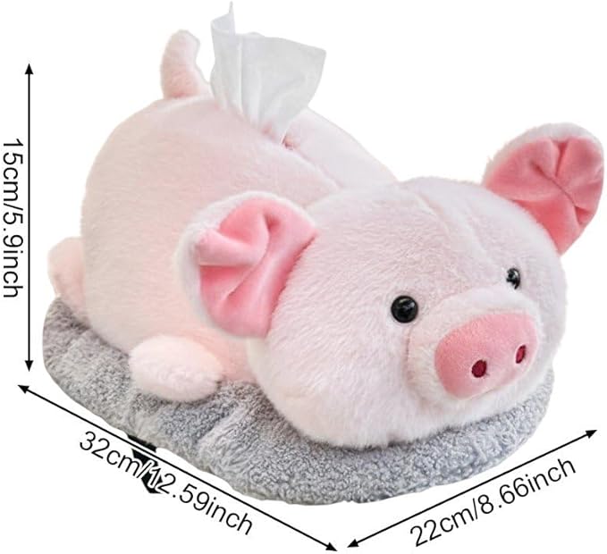 Cartoon Tissue Box Cover Plush Tissue Box Holder Decorative Napkin Dispenser with Bamboo Charcoal Air Purifying Bag for Car Home