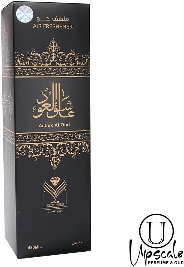 ††† Upscale Perfume & Oud co. Ashek Al.Oud Air Freshener - 480ML 16.9FL.OZ Fabric spray - Natural Aged Oud Scent - Odor Fighting Room Spray - long lasting Aroma for home