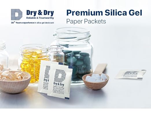 Dry & Dry 2 Gram [500 Packets] Silica Gel Packets Desiccants, Silica Packets - Rechargeable Moisture Absorbers for Food Storage, Electronics, 3D Filament & Safes