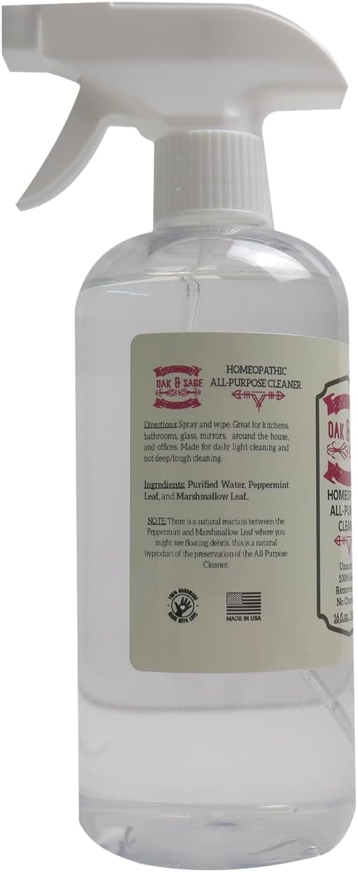 Oak & Sage Homeopathic All-Purpose Cleaner - Unscented - 16oz, 100% Herbs, No Alcohol, No Chemicals