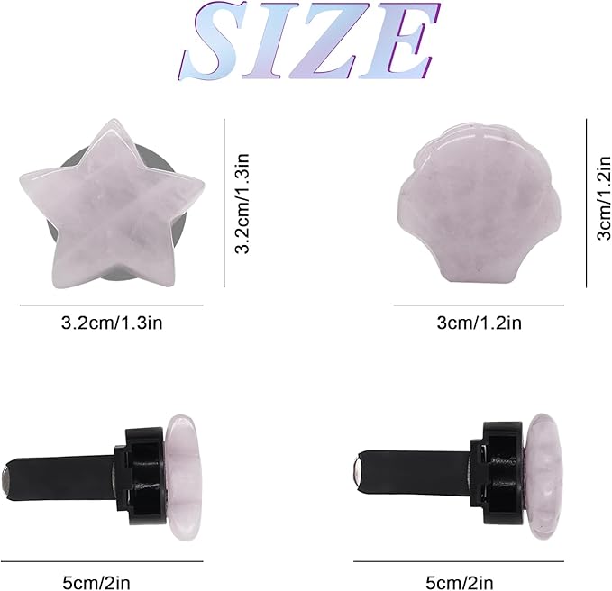 Boho Car Decor,4pcs Beach Car Air Freshener Vent Clips,Natural Crystal Stone Stars Seashell Hippie Decoations for Women,Best Wishes for Lover and Friend (white and pink)